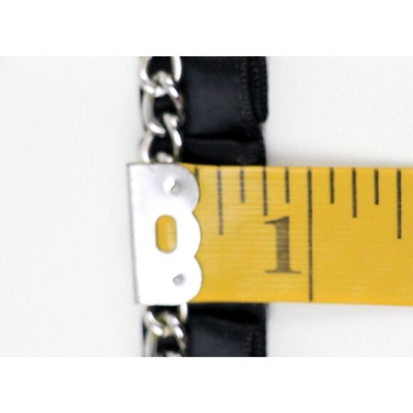 BLACK FABRIC RHINESTONE FAUX PEARL 3/4"Wd DRESS WOMEN BELT ADJUSTABLE Size (E98 - Picture 9 of 12